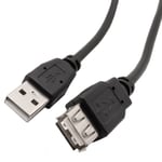 USB 2.0 Extension Cable 3m - Black - Male to Female