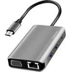 USB-C-Dockningsstation LogiLink 7-i-1 HDMI/VGA/RJ45/USB-C 100W PD