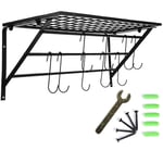 Jeffergarden - Eosnow Support de casserole suspendu en métal noir, fixé au mur avec 10 crochets, organisateur de rangement de cuisine