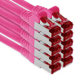 1aTTack.de - 10x 7,5 m câble de brassage CAT6 S/FTP PIMF blindage CAT.6 câble réseau RJ45 câble Ethernet DSL LAN routeur commutateur modem panneau de brassage - magenta - 10 pièces