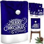 KESSER® Lot de 8 Housses de Chaise de Noël de qualité supérieure - Bonnet de Père Noël - Décoration de Noël pour chaises - Housse de Chaise au Design de Noël - Merry Christmas