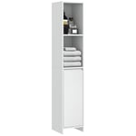 HOMCOM Meuble Colonne de Salle de Bain Armoire Haute Placard de Rangement en Bois Blanc avec 1 Porte et 2 étagères Bathroom Cabinet 30 x 30 x 160 cm