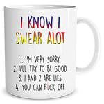 I Know I Swear Alot Funny Novelty Mug Coffee Tea Gift Present Banter Work Office Secret Santa Ideas Best Friend Colleague Joke WSDMUG1265, 10 ounces, White