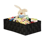 Relaxdays Panier de rangement petite corbeille déco étagère 3 compartiments salle de bain HxlxP: 10,5x32x21,5 cm, noir