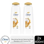 Dove Nourishing Secrets Restoring Ritual Shampoo with Coconut Oil, 2x400ml