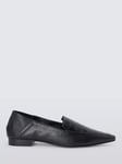 John Lewis Ginger Leather Easy Fold Down Pointed Penny Loafers, Black Croc