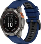 26mm Quickfit Bracelet Pour Garmin Enduro 3/Fenix 8 51mm/Epix 2 Pro 51mm, Silicone Bande Pour Garmin Fenix 7x Pro Solar/Fenix 7x/Fenix 6x Gps/Fenix 6x Pro/Fenix 6x Sapphire Gps - Bleu Noir