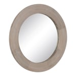 BigBuy Home Miroir Mural Blanc Naturel en Verre Bois de manguier MDF Vertical Rond 91,5 x 3,8 x 91,5 cm