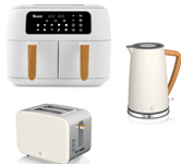 Swan Nordic White Kettle 2 Slice Toaster & 8L Dual Basket Air Fryer Matching Set