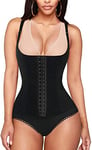 KUMAYES Body Sculptant Femme Gaine Amincissante Compresse Double Ventre Plat Gainant Bustier Bodysuit Corset Minceur Lingerie Shapewear, Noir, S