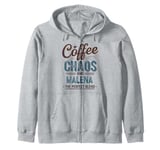 MALENA Personalized Cute Coffee Girls MALENA Name Zip Hoodie