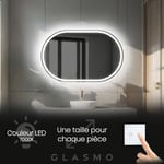 Miroir lumineux de salle de bain 120x60 cm Freya - Horizontal Ovale Moderne Miroir avec LED Illumination - Blanc Froid 7000 K