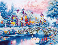 Diamond Dotz Winter Village Kit de Peinture au Diamant, Résine, Blanc, 79 x 50 cm