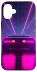 Coque pour iPhone 16 Plus JDM Voiture Rétro Années 80 Synthwave Lumières Rétro Voiture