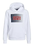 JACK & JONES Boys Jjecorp Logo Play Noos Jnr Hooded Sweatshirt, White, 176 UK