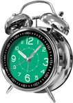 4" Métal Jumelle Cloche Alarme Horloge Chevet Facile Réglage Bruyant Batterie Opéré Voyage Quartz Réveil Mécanique Réveil Pour Les Enfants (Vert-Argent)