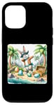 Coque pour iPhone 13 Pro Lapin de Pâques pirate à la recherche d'un trésor. île