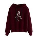 Sweat-Shirts pour Femmes Pull à Capuche imprimé Coeur Sweats à Capuche décontractés Pull Ample Daily Apparel Coton