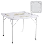 VEVOR Table de Mahjong Pliante Carrée pour 4 Joueurs, Table de Jeu de Cartes Portable, avec 4 Porte-gobelets et 4 Plateaux à Jetons, Jeu de Dominos pour Puzzles Poker Mahjong, 90 x 90 cm, Blanc