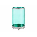 Ljusstakar Silvrig Blå Cylinder 12,2 x 19,5 x 12,2 cm Metall Glas