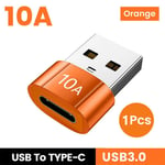 Adaptateur Otg Usb 2023 Vers Type C,3.0 10a,Convertisseur Femelle Vers Mâle,Charge Rapide,Transfert De Données,Pour Macbook,Xiaomi,Samsung - Type Orange 1pcs