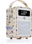 Monty Radio Dab Plus/Dab avec Bluetooth, FM et Radio Réveil Fonction - Alimentée par Secteur et Batterie Radio Portable avec Antenne, Prise Casque et Port USB - Emma Bridgewater Abeille Polka