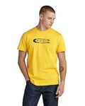 G-Star Homme T-Shirt Distressed Old School Logo, Jaune (dk lemon D24365-336-348), L