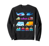 Transportation Trucks Cars Trains Planes Helicopters Toddler Sweatshirt