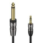 J&D 1/4 inch TS to 3.5mm TRS Cable, Heavy Duty Copper Shell 6.35mm 1/4 inch Male to 3.5 mm 1/8 inch Male Mono Interconnect Stereo Aux Jack Adapter Cable, 2 Meter