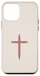 Coque pour iPhone 12 mini Croix chrétienne Boho minimaliste beige jésus religieux