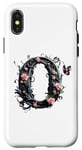 Coque pour iPhone X/XS Letter O Initial Floral Monogram Rose Pink Flower Butterfly