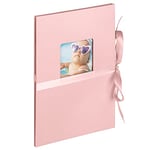 walther design Fun ML-350-BR Album Photo en Accordéon avec Couverture à Fenêtre et Reliure à Ruban, pour 12 Photos au Format 10 x 15 cm, Rose