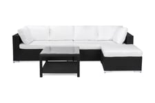 Loungegrupp Bahamas 5-sits Bord 75x75 - Divan|Bord Svart Loungeset & loungegrupp Vit,Svart Comfort Garden