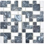 Marbre Mosaïque Noir Blanc Combinaison Tuile de Mur Miroir Mosaïque Wc - MOS88-0302