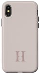 Coque pour iPhone X/XS Lettre H Monogramme Initiale H Beige Marron Cadeau pour Elle Femme