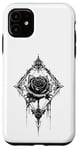 Coque pour iPhone 11 Rose noire avec cadre - Gothique