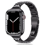 HEKAI Metal Straps Compatible with Apple Watch Strap 40mm 41mm 38mm, Slim Small Adjustable Stainless Steel Replacement Band iWatch Ultra Series 8/7/6/5/4/3/2/1,SE (38mm 40mm 41mm, Black&Silver)