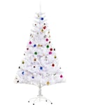 Sapin arbre de Noël artificiel blanc 150 cm 680 branches avec nombreux accessoires variés