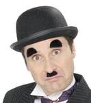 20s Black Charlie Chaplin Moustache + Eyebrow Set Mens Fancy Dress