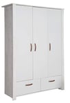 roba Armoire Enfant "Mila" à 3 Portes - 2 Tiroirs - Garde-Robe avec Penderie et 4 Étagères - Gris Clair/Chêne Blanchi