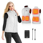 Kintiwe Gilet Chauffant Femme, Veste Chauffante avec Batterie, Électrique Gilet Chauffé avec 5 Zones de Chauffage,3 Niveaux de Température pour Ski en Plein air Randonnée Camping