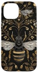 Coque pour iPhone 14 Beau motif abeilles et fleurs noires