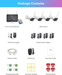 ZOSI 3MP Kit Camera de Surveillance WiFi sans Fil 12,5” Moniteur NVR 8CH 2K 1TB