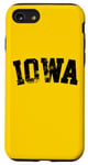 Coque pour iPhone SE (2020) / 7 / 8 T-shirt rétro Iowa vintage Iowa noir doré design Iowa Throwback