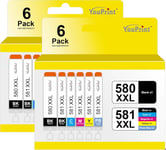 PGI-580 CLI-581 XXL Lot de 12 cartouches d'encre compatibles avec les imprimantes Canon Pixma TS8350 (a) TS8351 (a) TS8352 (a) TS8352 (a)