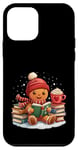 Coque pour iPhone 12 mini Bonhomme Bibliothèque de Noël pour amateurs de livres de lecture en pain d'épice