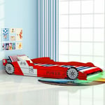 Inlife Lit voiture de course pour enfants avec led 90 x 200 cm Rouge