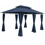Tonnelle de jardin Topas 3x4 m Tente de réception avec toile hydrofuge Pavillon pergola Mobilier extérieur Bleu