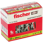 fischer - Cheville bi-matière et multi-matériaux DUOPOWER 6x30 avec vis/Boîte de 50