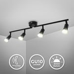 B.k.licht - i barre de spots i spots plafond orientables i 4 ampoules led 2,9 w GU10 incluses i lumière blanc chaud 3000K i 4x 260lm i plafonnier i